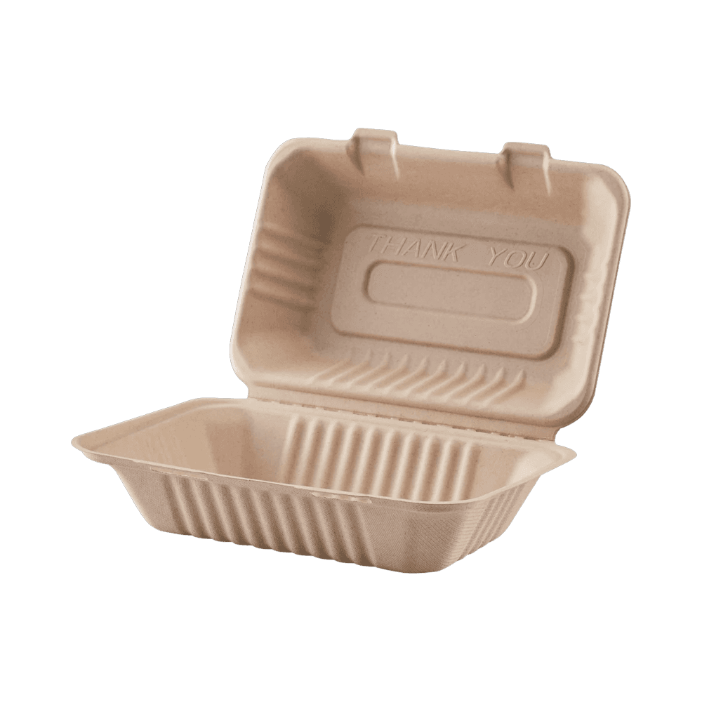 9"x6" Fiber Bagasse Hinged Container