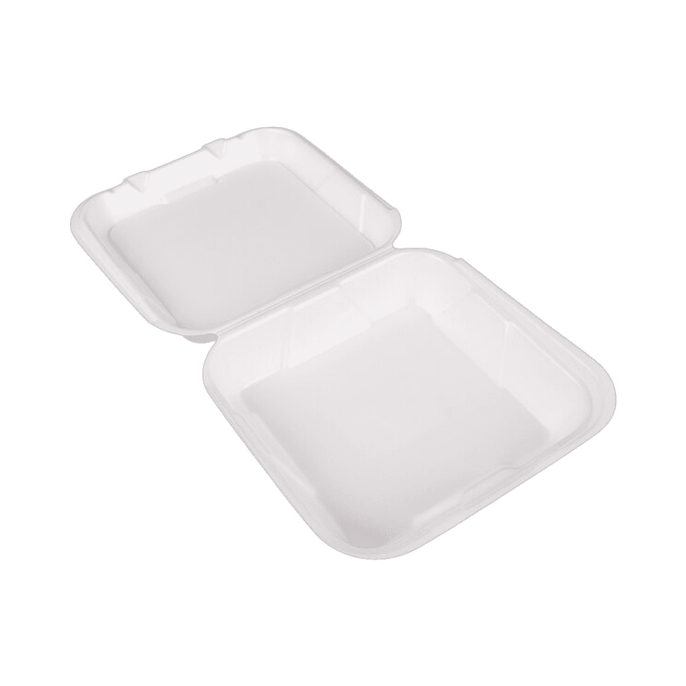 9"x9" White Foam Hinged Container