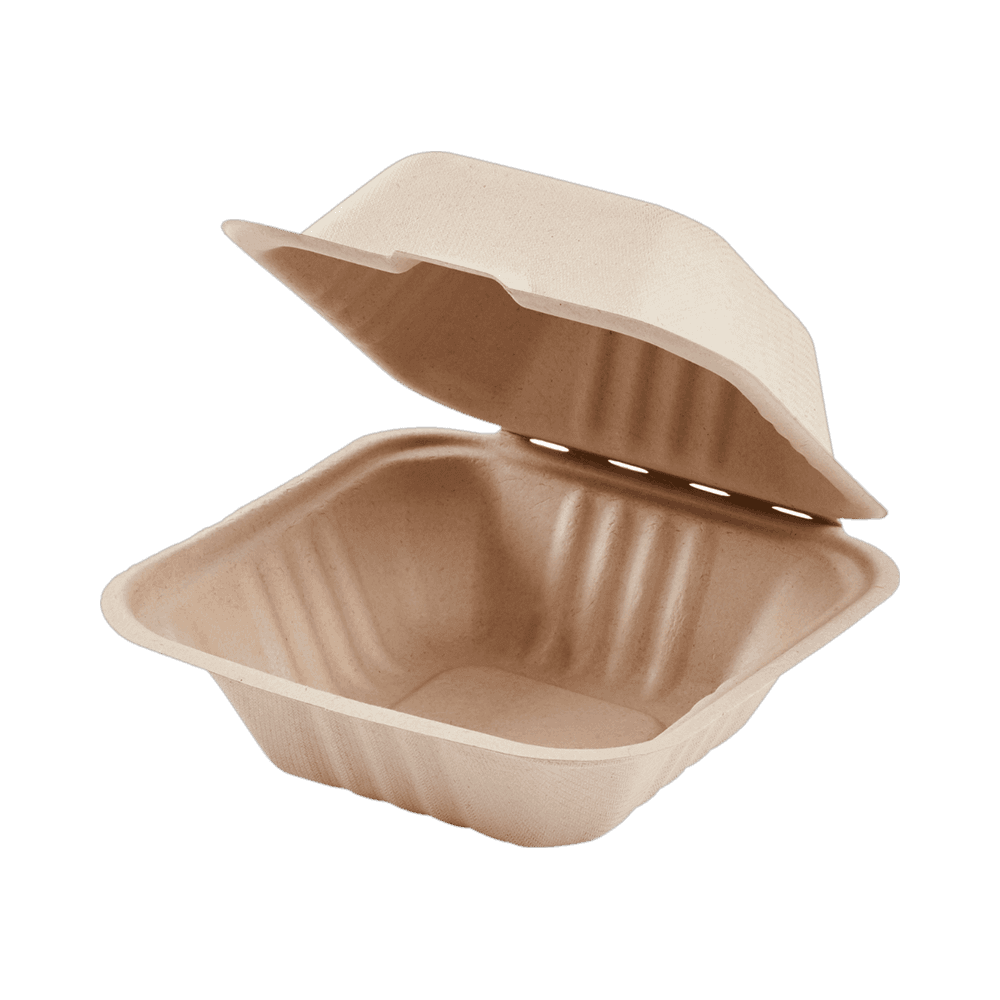 6"x6" Molded Fiber Hinged Container