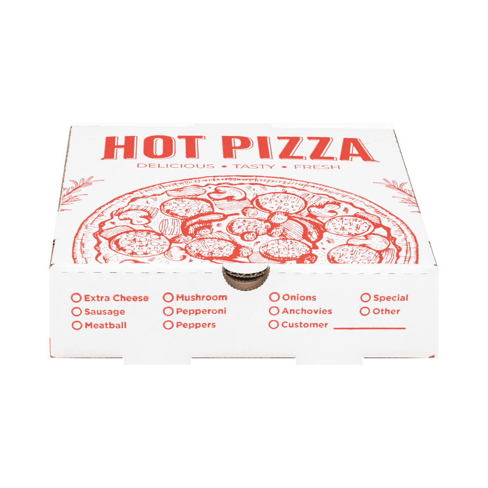 White Corrugated Pizza Box with Generic Print